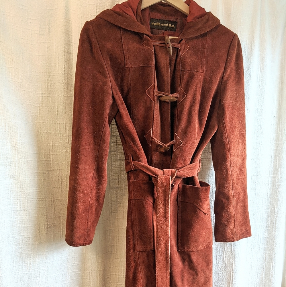 Vintage Leather Suede Trench Coat